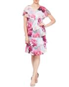 Floral-print Short-sleeve Tiered Dress