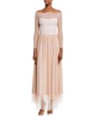 Maryann Long-sleeve Illusion Gown