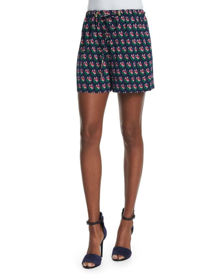 Kyle Silk Zen Flora Drawstring Shorts,