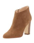 Brusta Low-cut Suede Ankle Bootie, Beige