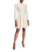 Split High-neck Bracelet-sleeve Dress