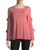 Contrast-trim Split-sleeve Tee, Blush