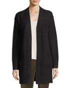 Boiled Cashmere Open-front Long-line Cardigan