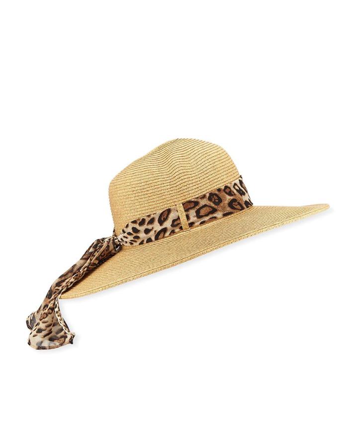Floppy Brim Paper Hat W/ Cheetah-print