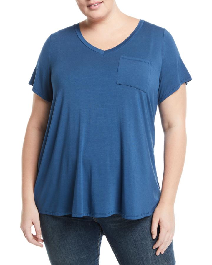 V-neck Short-sleeve Pocket Tee,