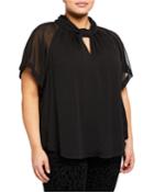 Kimono Relax-fit Flutter-sleeve Top,