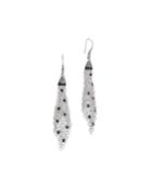 Silver Lava Chain-mail Link Earrings W/ Black Gemstones