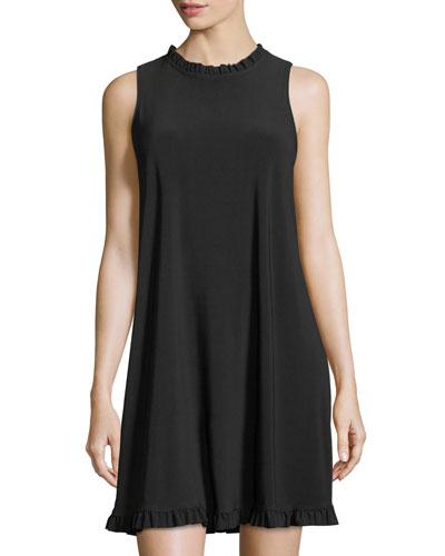 Rufle-trim A-line Jersey Dress