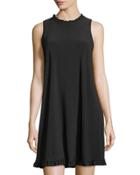 Rufle-trim A-line Jersey Dress