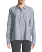 Striped Boxy Button-front
