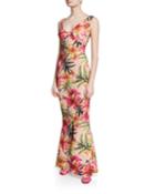 Manisha Print V-neck Sleeveless Gown With