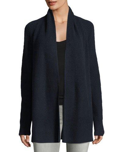Directional Ribbed Cardigan, Dark Blue