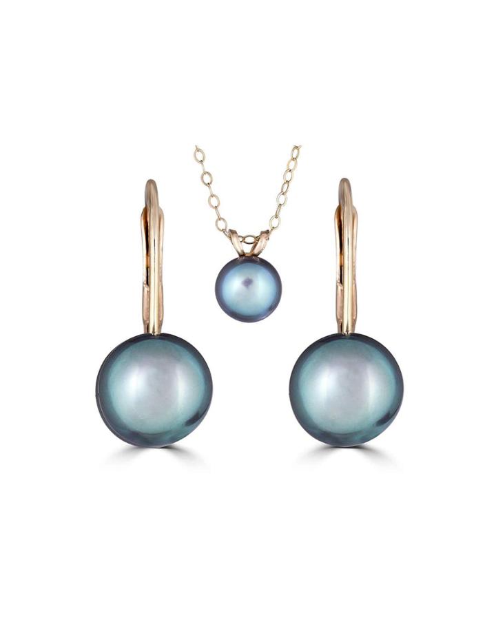 14k Pearl Earrings & Pendant Necklace