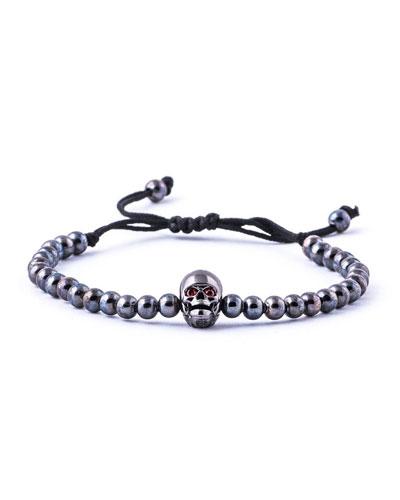 Men's Beaded Cord Bracelet W/ Red-eyed