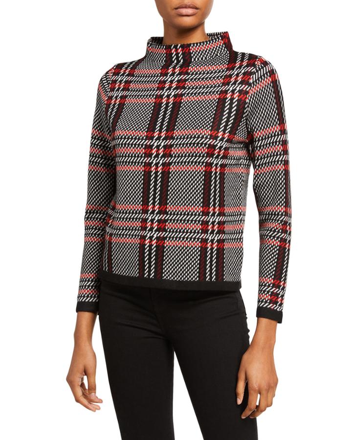Houndstooth Mock-neck