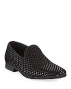 Men's Velvet Woven Leather