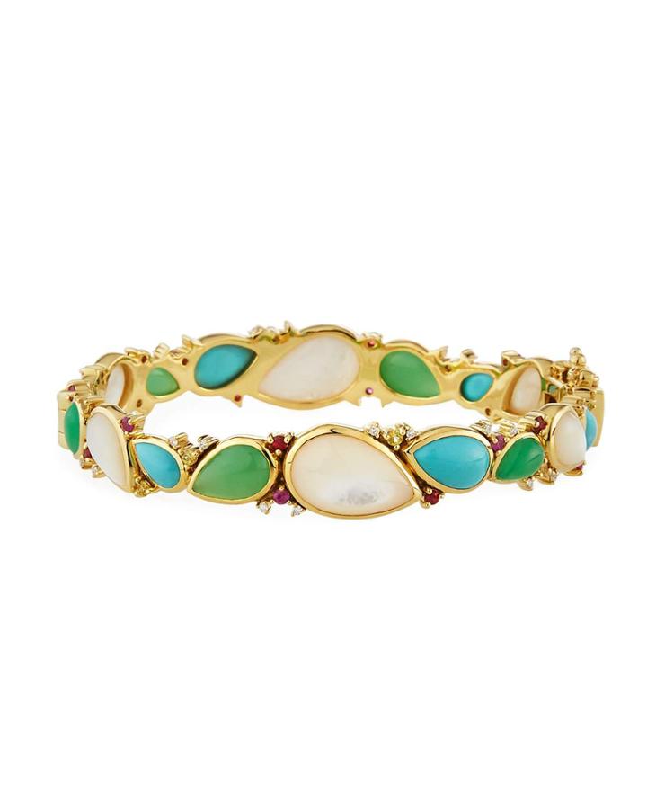 18k Prisma Mixed Cut Thin Hinged Cuff In Portofino