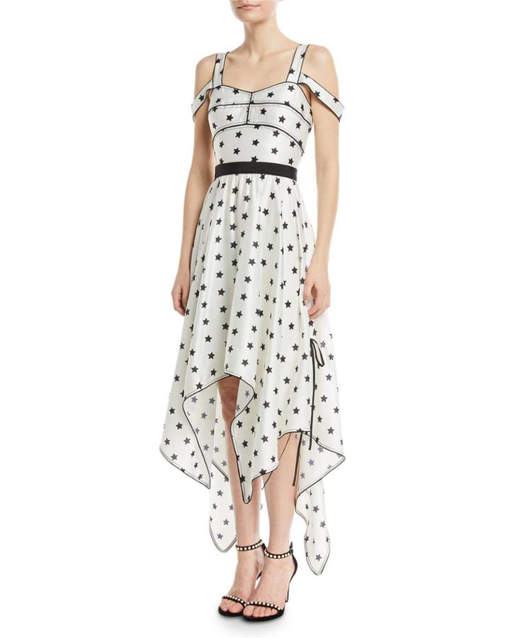Printed Star Sleeveless Handkerchief Cocktail Dress