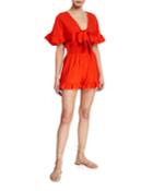 Bloody Mary Tie-front Ruffle Romper