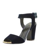 Matte Leather Block-heel