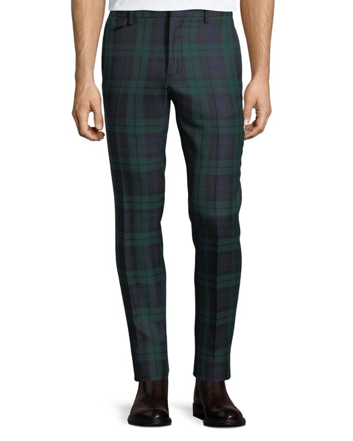 Check Straight-leg Wool Pants