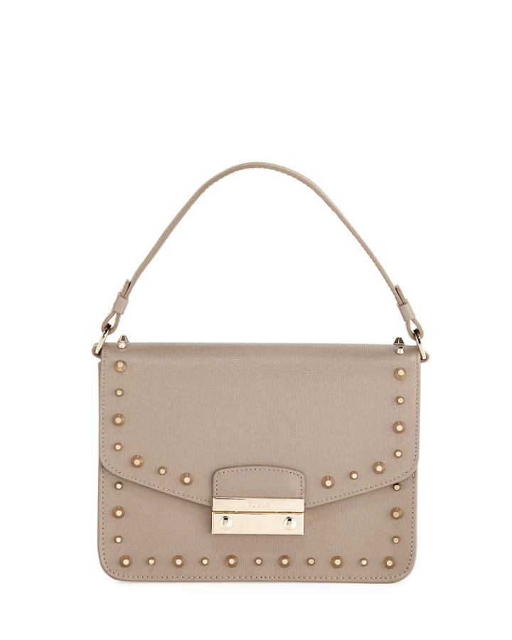 Julia Small Studded Leather Top-handle Shoulder Bag - Rose-tone Hardware