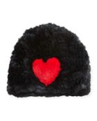 Heart Rabbit Fur Beanie Hat