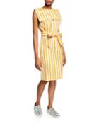 Striped Sleeveless Raw-edge Dress