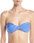 Striped Twist-front Bandeau Bikini Top