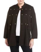 Studded Long Jacket, Brown,