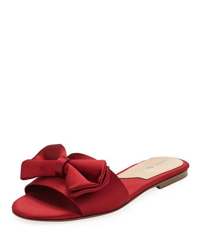 Satin Slipper Sandal With Bow