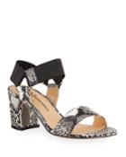 Snake-embossed Block Heel