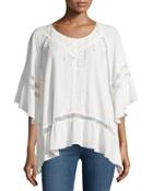 Lace-trim Half-sleeve Tunic, Off White