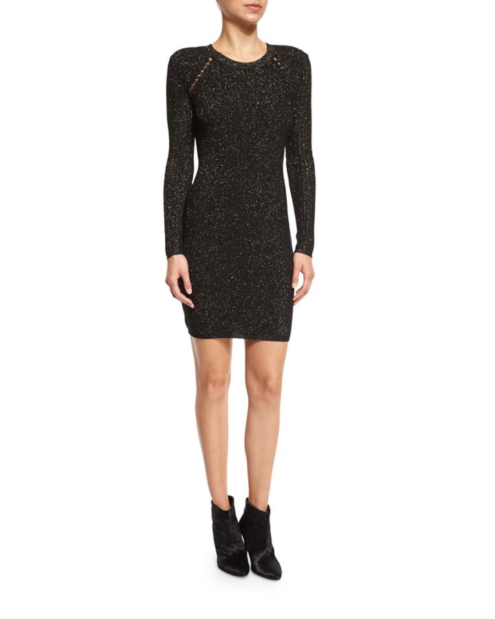 Metallic Jacquard Sheath Dress, Black/gold