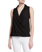 Sleeveless High-low Tucked Hem Blouse