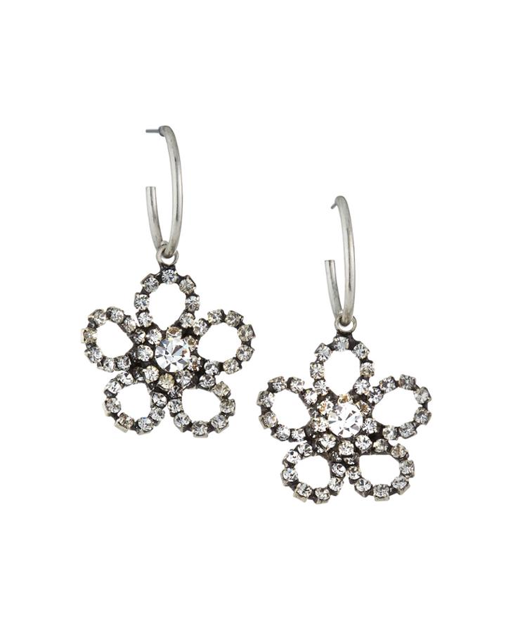 Flower Crystal Hoop-drop Earrings