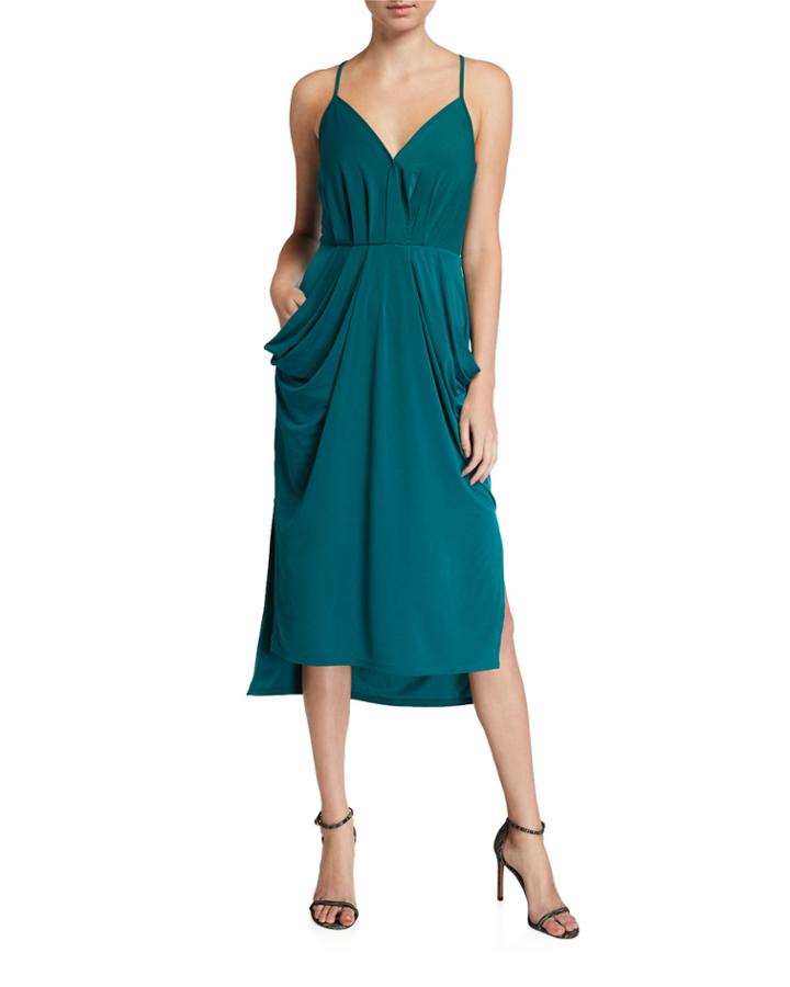 Faux-wrap Draped Dress
