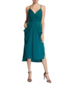 Faux-wrap Draped Dress