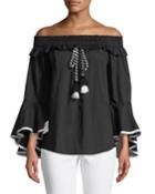 Off-the-shoulder Bell-sleeve Blouse
