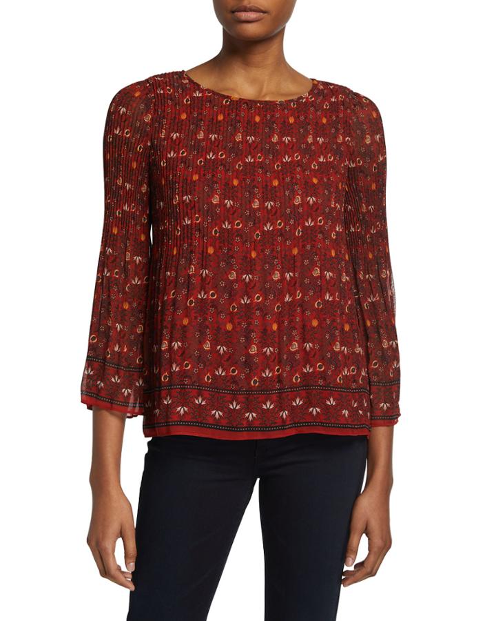 Printed Pleated Blouse