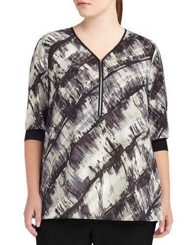 Tiara Graphic-print Blouse, Black,