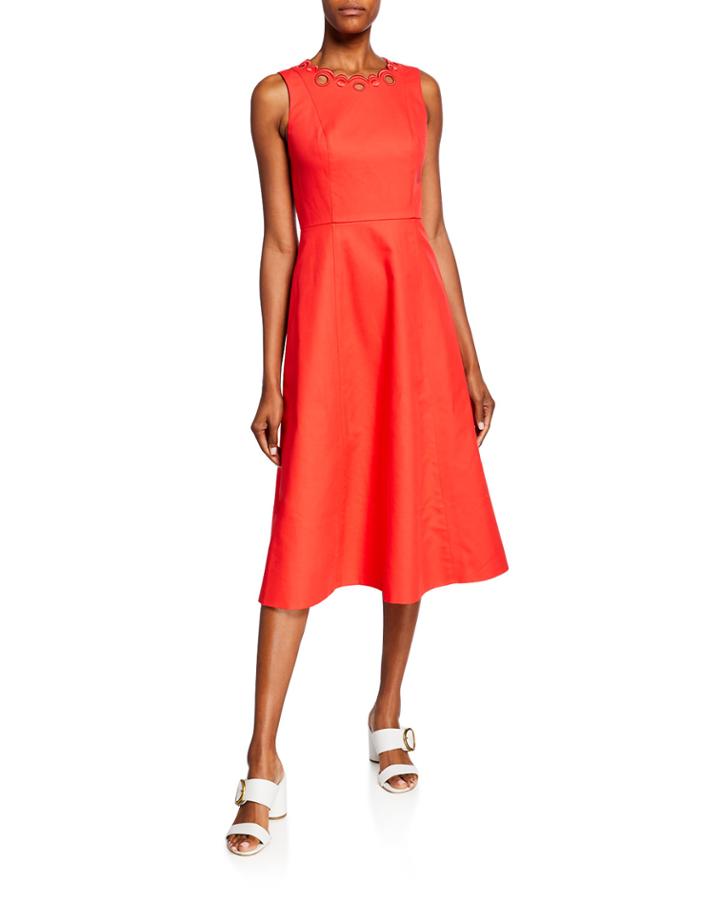 Scallop Cutout Sleeveless A-line