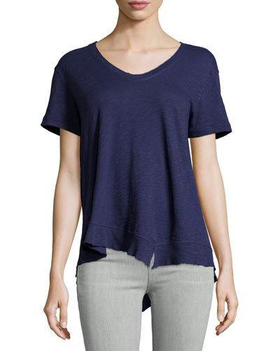 Slouchy Asymmetric V-neck Top, Inky