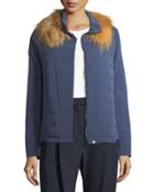 Taffeta Down Jacket W/fur Collar