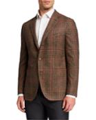 Men's Glen Check Wool-cashmere Blazer, Brown