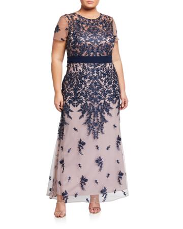 Plus Size Embroidered A-line Gown