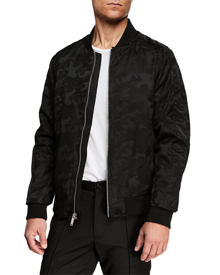 Men's Camouflage Jacquard Nylon Tape Bomber
