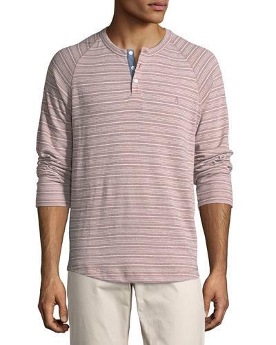 Striped Long-sleeve Henley Top