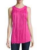 Fringe Overlay Scoop-neck Tank, Pink