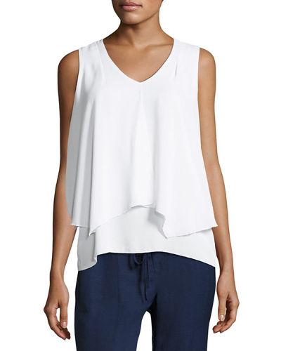 Layered Sleeveless V-neck Blouse